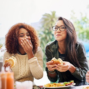Friends enjoying a meal together